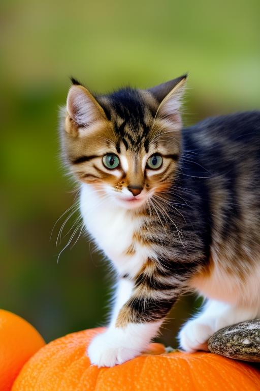 Tabby White and orange coloured cat has white on left side of nose and orange on its chin/mouth has orange colour on its back and tail mostly white on its chest